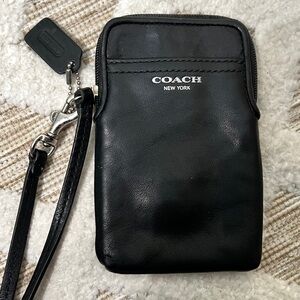 Coach Black Leather phone wristlet